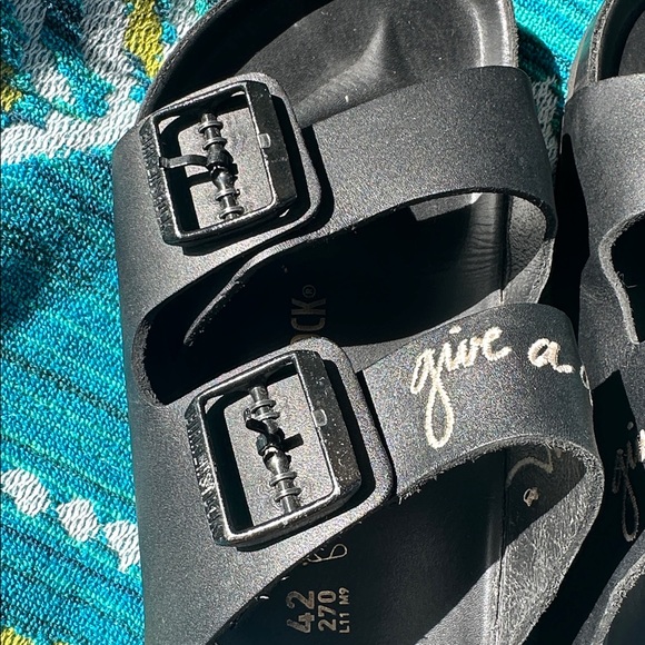 Birkenstock x Lingua Franca “Give A Damn” Leather Sandals size US 11-11.5 EU42 - Picture 6 of 14